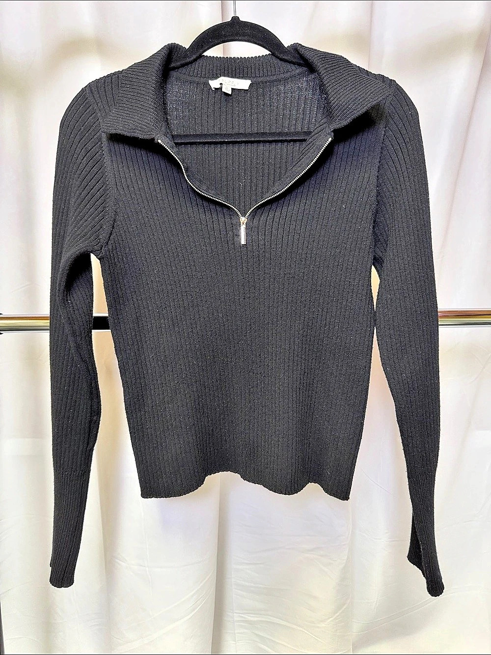 Z Supply women’s Black Ribbed quarter Zip Sweater Size large